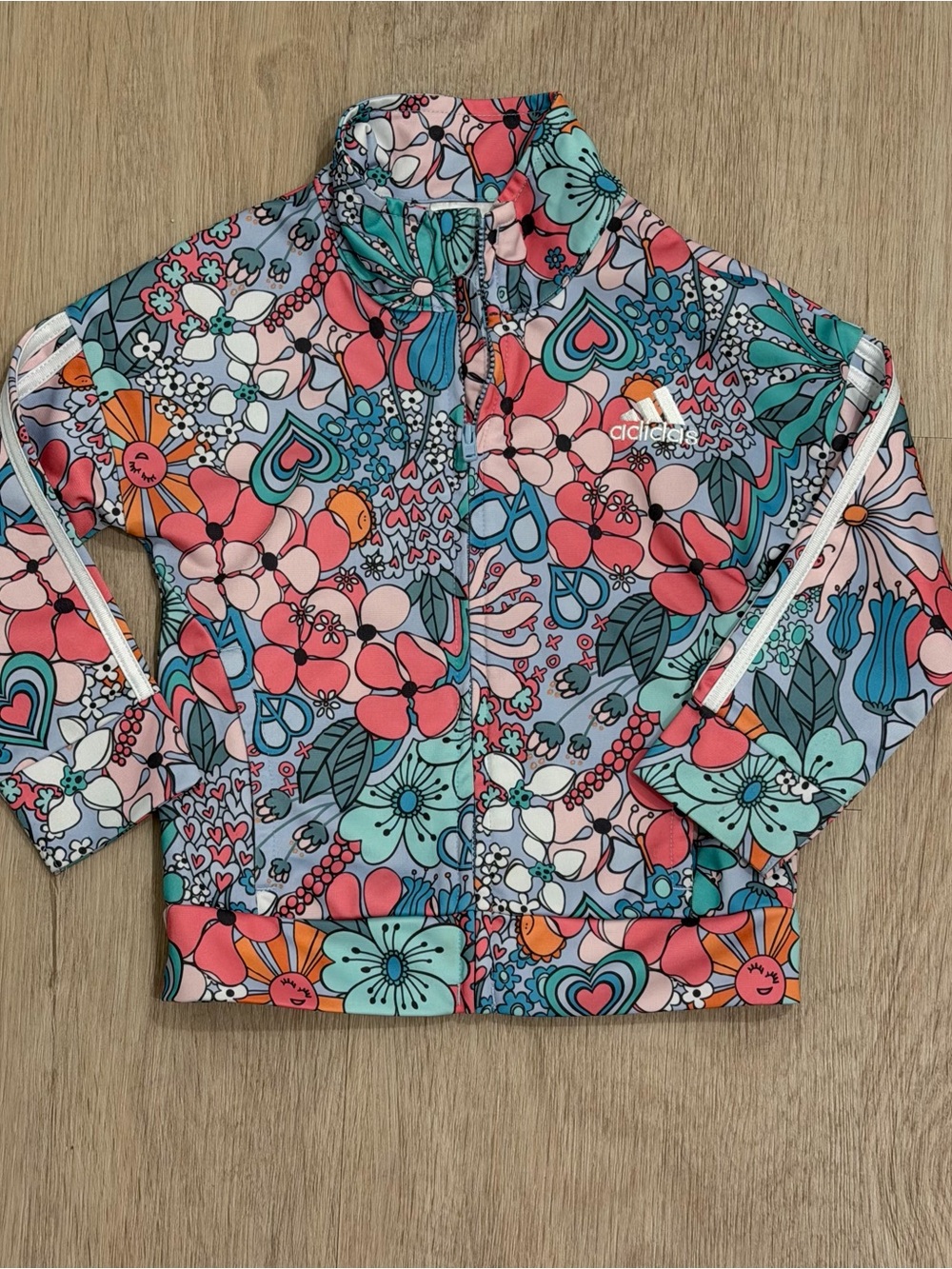 Adidas Girls Floral Zip-Front Jacket | 24 M